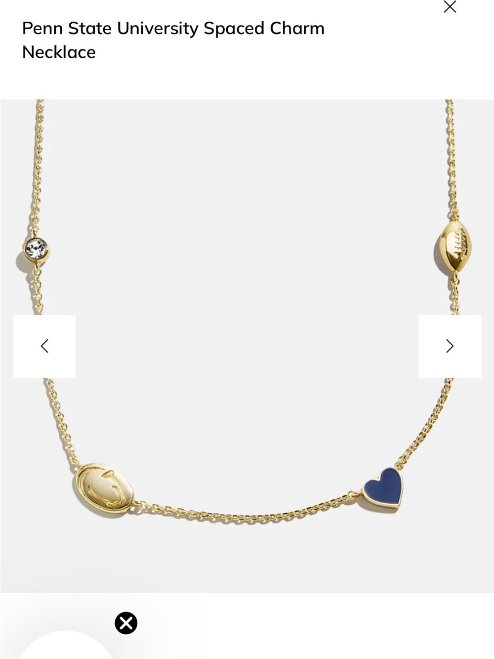 BaubleBar Penn State Gold-Tone Necklace with Navy Heart and Charm Accents